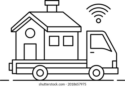 House on Wheels Vector Icon Design, urban and suburban house Symbol, Real Estate and Property Sign, Apartment and Mortgage Stock illustration, Prefabricated home Concept