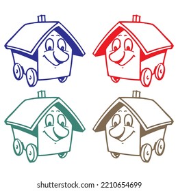 House On Wheels Vector Illustration
