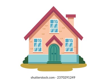 house on white isolated bacground, flat vector
