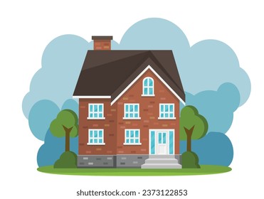 house on white isolated bacground, flat vector 