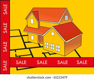 house on yellow background
