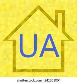 house on yellow crystal background in Ukrain stile