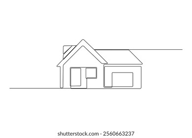 House one continuous line drawing of house icon Vector illustration