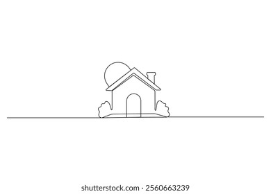 House one continuous line drawing of house icon Vector illustration