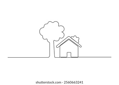 House one continuous line drawing of house icon Vector illustration