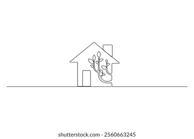 House one continuous line drawing of house icon Vector illustration