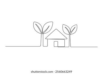 House one continuous line drawing of house icon Vector illustration