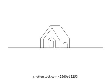 House one continuous line drawing of house icon Vector illustration
