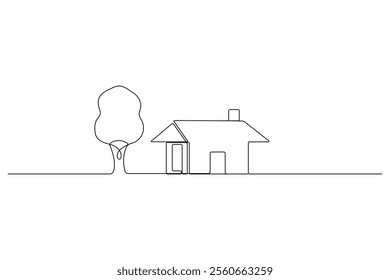 House one continuous line drawing of house icon Vector illustration