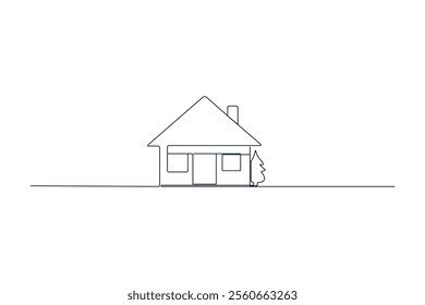 House one continuous line drawing of house icon Vector illustration