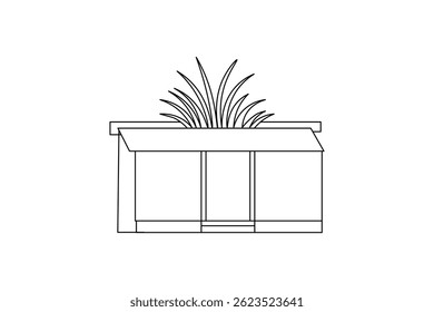 House one line art drawing of scissors vector illustration design
