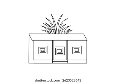 House one line art drawing of scissors vector illustration design
