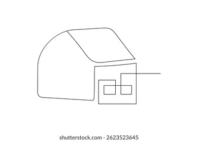 House one line art drawing of scissors vector illustration design
