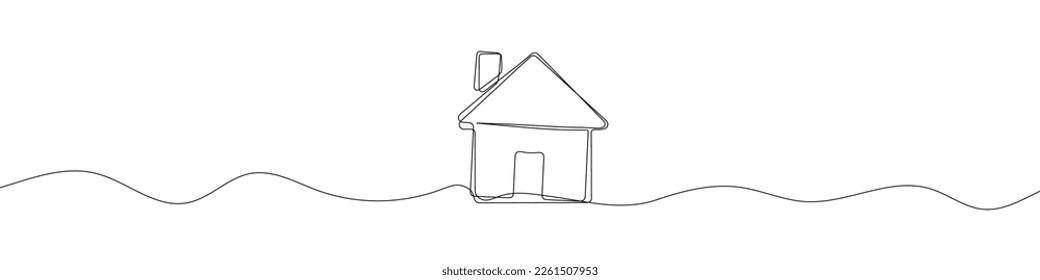 House one line background. One continuous line drawing of house icon. Vector illustration. House line icon.