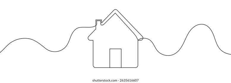 House one line background. One continuous line drawing of house icon. Vector illustration. House line icon.