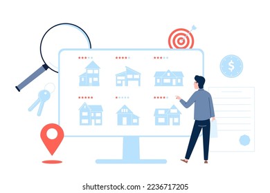 House online searching concept. Apartment for student, digital real estate service. Mobile property search, rental app recent vector concept