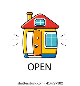 House with an open door icon.