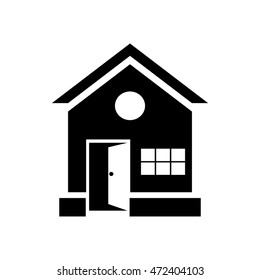 House with open door icon in simple style isolated on white background