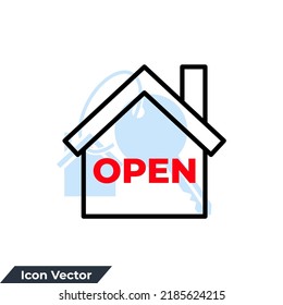 House open icon logo vector illustration. house symbol template for graphic and web design collection