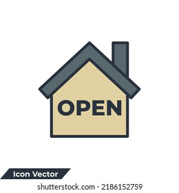 House open icon logo vector illustration. house symbol template for graphic and web design collection