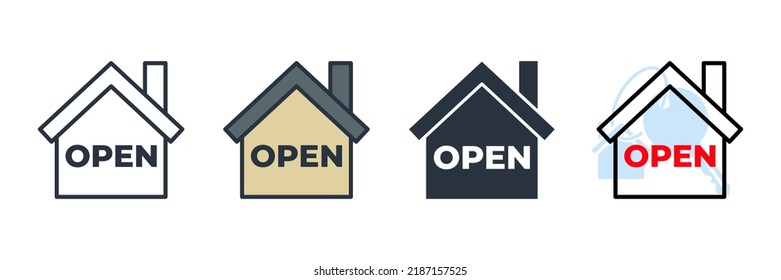 House open icon logo vector illustration. house symbol template for graphic and web design collection