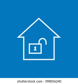 Casa con el icono de la línea de bloqueo abierta.