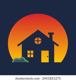 house outline before the sun simple logo 