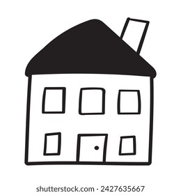 Casa. Icono de Esquema. Doodle. Ilustración vectorial simple sobre fondo blanco.