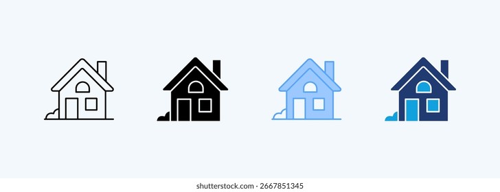 Estilo múltiple del icono del contorno de la casa