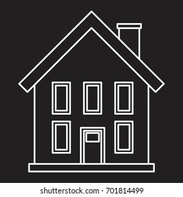 House outline icon vector illustration for design and web isolated on black background. House vector object for label, logo and advertising