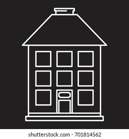 House outline icon vector illustration for design and web isolated on black background. House vector object for label, logo and advertising