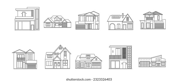 House Outline Illustration Vector Set