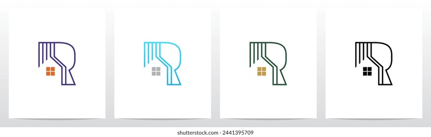 Espacio Negativo Del Contorno De La Casa En El Diseño Del Logotipo Inicial De La Letra R