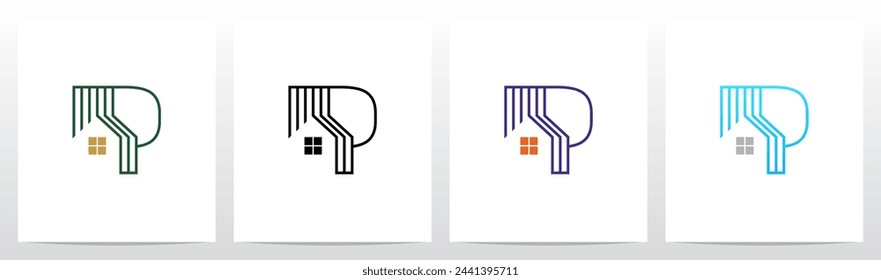 House Outline Negative Space On Letter Initial Logo Design P