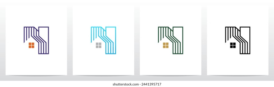 House Outline Negative Space On Letter Initial Logo Design N