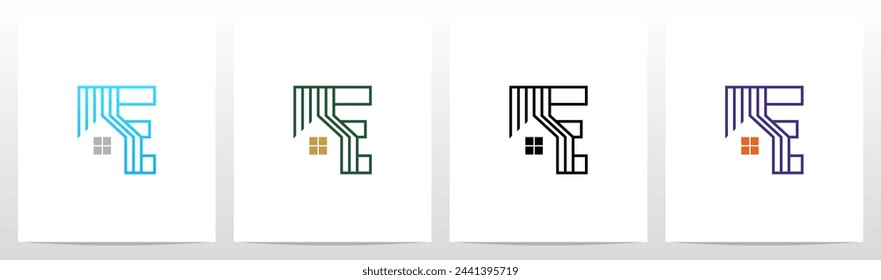 House Outline Negative Space On Letter Initial Logo Design E