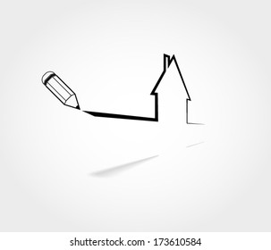 House outline in perspective 