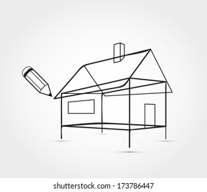 House outline in perspective