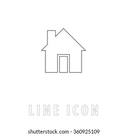 house Outline simple vector icon on white background. Line pictogram with text 
