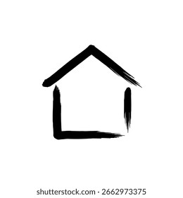 House outline vector icon, a simple grunge line art drawing of a home for real estate and property concepts.