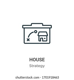 House outline vector icon. Thin line black house icon, flat vector simple element illustration from editable strategy concept isolated stroke on white background