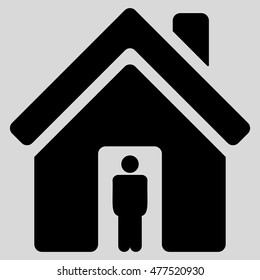House Owner icon. Vector style is flat iconic symbol, black color, light gray background.
