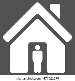 House Owner icon. Vector style is flat iconic symbol, white color, gray background.