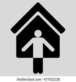 House Owner Welcome icon. Vector style is flat iconic symbol, black color, light gray background.