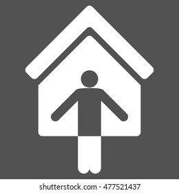 House Owner Welcome icon. Vector style is flat iconic symbol, white color, gray background.