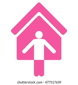 House Owner Wellcome icon. Vector style is flat iconic symbol, pink color, white background.