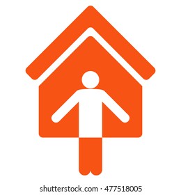 House Owner Wellcome icon. Vector style is flat iconic symbol, orange color, white background.