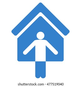 House Owner Wellcome icon. Vector style is flat iconic symbol, cobalt color, white background.