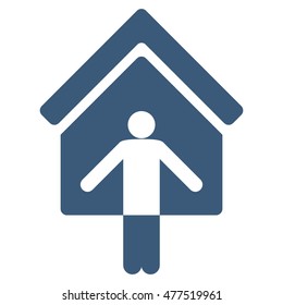 House Owner Wellcome icon. Vector style is flat iconic symbol, blue color, white background.