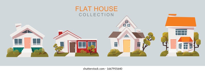 House pack of four. Free Vector